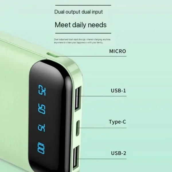 Portable Power Bank 20000mah – High Capacity With Led Display & Fast Charging Support (random Color) - Bhazura 