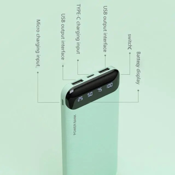 Portable Power Bank 20000mah – High Capacity With Led Display & Fast Charging Support (random Color) - Bhazura 